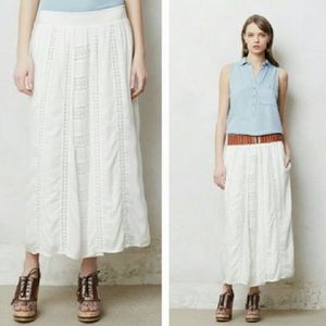 Anthropologie Maeve Calliope White Crochet Maxi Skirt